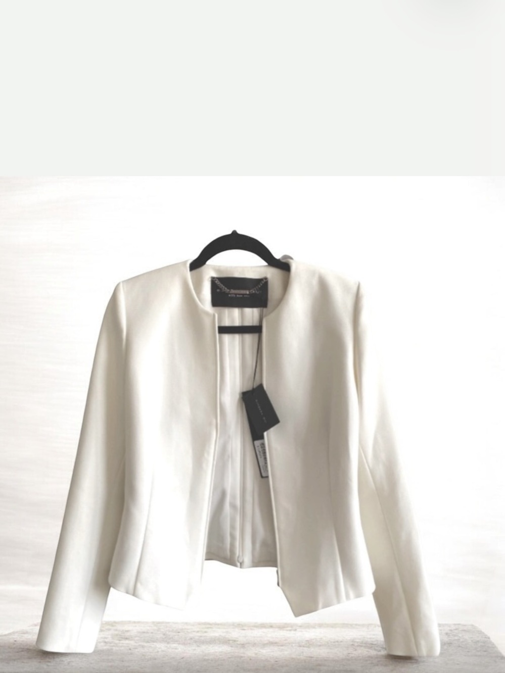 NEW Barbara Bui White Minimalist  Zipper Closure Blazer Size 38